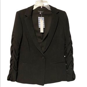 NWT DREW Erlend Ruched Sleeve Black Blazer Size XS